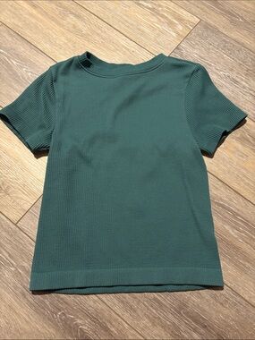Old Navy Fitted Seamless Ribbed T-shirt in Teal EUC